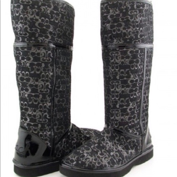 Coach Shoes - Coach Nikole boots black/silver size 6B Fleece